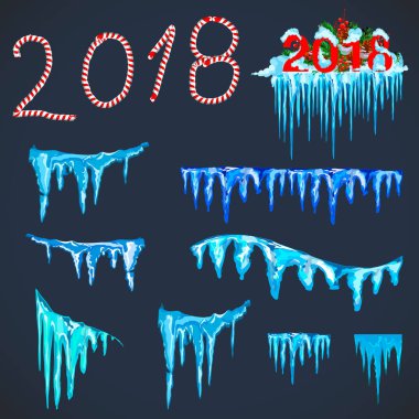 Vektör Icicle ve kar öğeleri clipart. Farklı kar cap