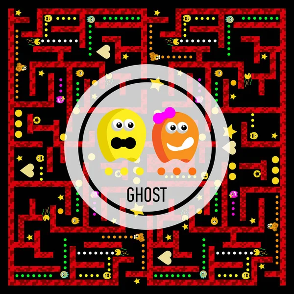 Ghosts monster racing. Arcade game icon. Retro game design. — Stock Vector