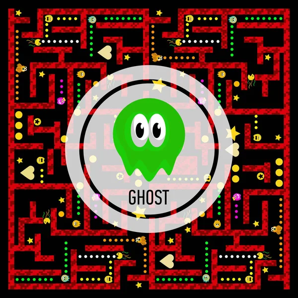 Ghosts monster racing. Arcade game icon. Retro game design. — Stock Vector