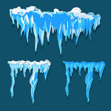 Vektör Icicle ve kar öğeleri clipart. Farklı kar cap