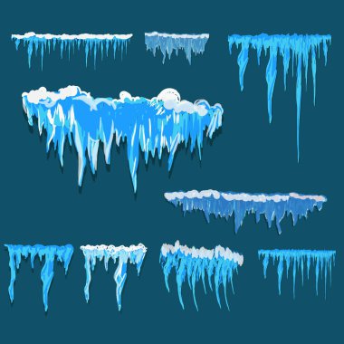 Vektör Icicle ve kar öğeleri clipart. Farklı kar cap