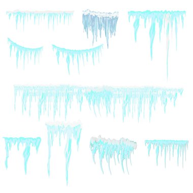 Vektör Icicle ve kar öğeleri clipart. Farklı kar cap