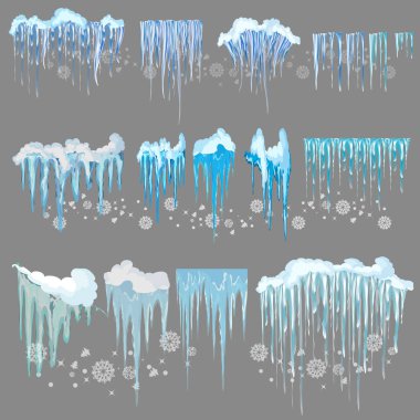 Vektör Icicle ve kar öğeleri clipart. Farklı kar cap
