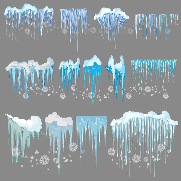 Ciclo vetorial e elementos de neve clipart. Boné de neve diferente — Vetor de Stock