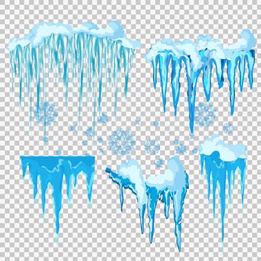 Vektör Icicle ve kar öğeleri clipart. Farklı kar cap
