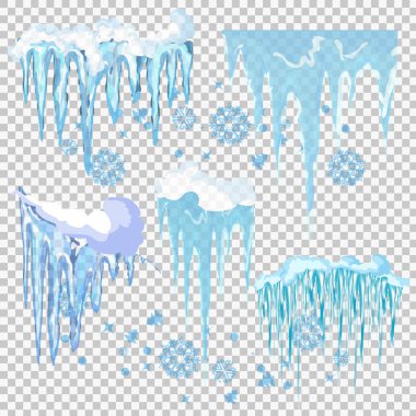 Vektör Icicle ve kar öğeleri clipart. Farklı kar cap