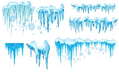 Vektör Icicle ve kar öğeleri clipart. Farklı kar cap