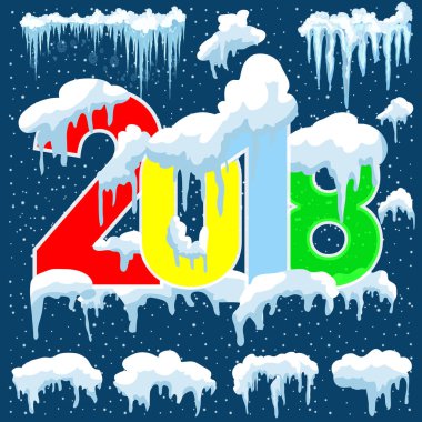 Buz kümeleri. Kar yığınları, sarkıtlar, kış dekoru elementleri..