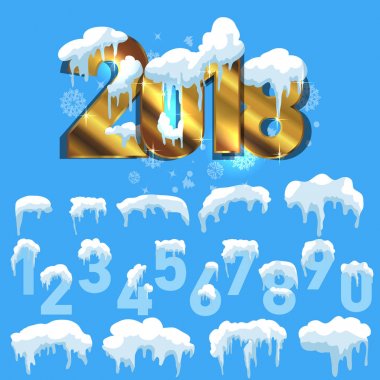 İzole kar cap kümesi. Karlı öğeleri kış arka plan üzerinde. Karikatür tarzı tasarımınız için şablonda vektör.