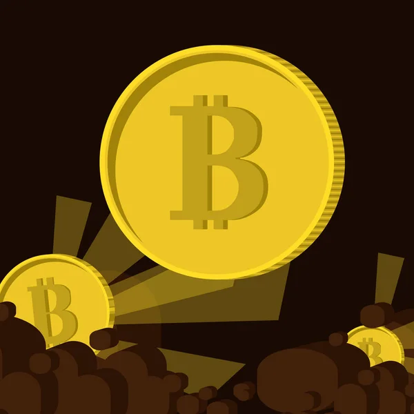 Bitcoin Mining Konzept, Vektor. Cartoon-Illustration — Stockillustration Bitcoin Mining Konzept, Vektor — Stockvektor