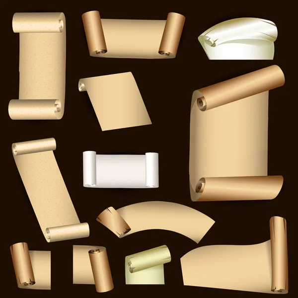 Conjunto de rollos de papel antiguos — Vector de stock
