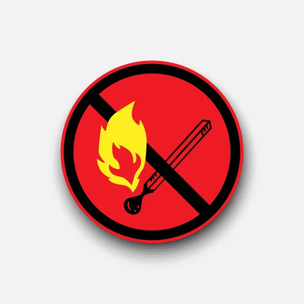 No open flame sign. No fire, No access with open flame prohibition sign. Red, black and white vector — Stock Vector
