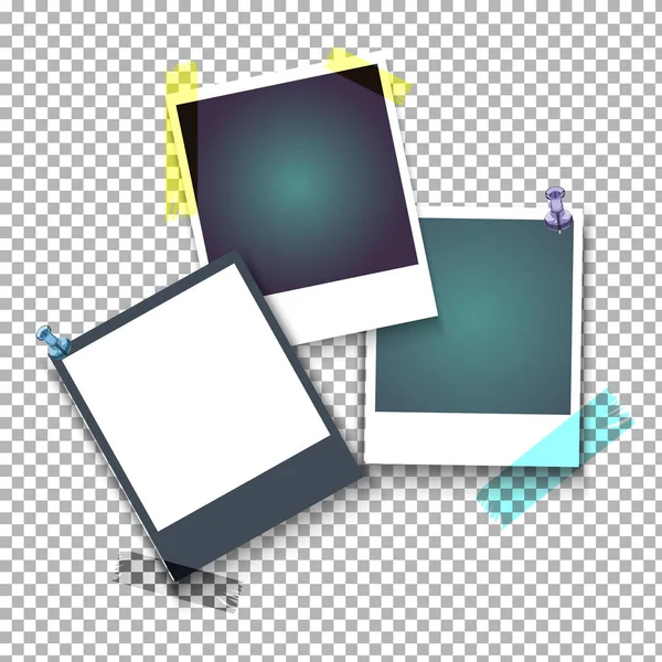 粘着テープで現実的なベクトルのフォト フレームです。写真のデザイン テンプレート — ストックベクタ