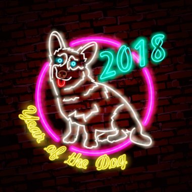 Neon parlak işareti. Logosunu görmeniz gerekir. Parlak afiş. Amblem. Vektör görüntü