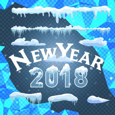 Saydam arka plan üzerinde izole kar buz sarkıtları kümesi.