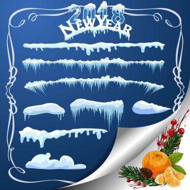 Saydam arka plan üzerinde izole kar buz sarkıtları kümesi.