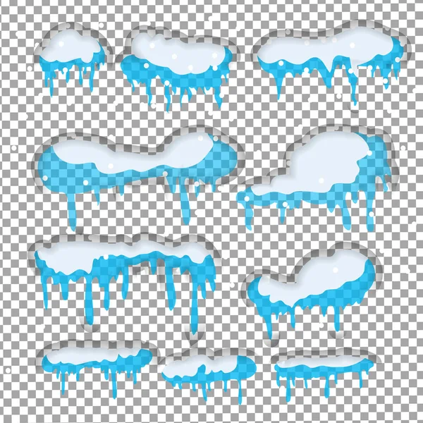 Saydam arka plan üzerinde izole kar buz sarkıtları kümesi.