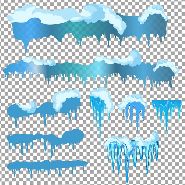 Saydam arka plan üzerinde izole kar buz sarkıtları kümesi.