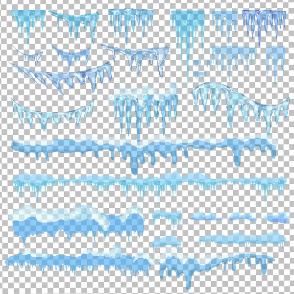 Saydam arka plan üzerinde izole kar buz sarkıtları kümesi.