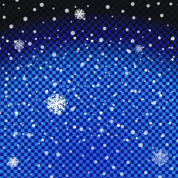 Caduta decorazione natale neve isolata su sfondo trasparente, fiocchi di neve, nevicate per il vostro disegno invernale, illustrazione vettoriale — Vettoriale Stock