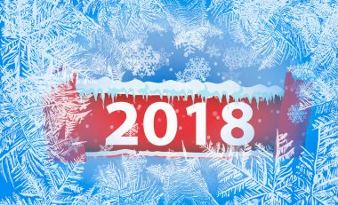 2018 yeni yıl buz buzlu cam arka plan. Global renkler. Bir düzenlenebilir degrade için kolay Yeniden Renklendir'i kullanılır