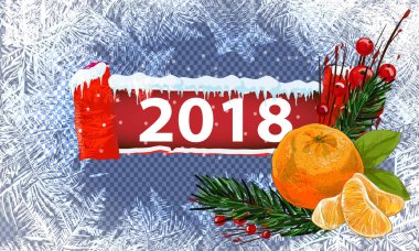 2018 yeni yıl buz buzlu cam arka plan. Global renkler. Bir düzenlenebilir degrade için kolay Yeniden Renklendir'i kullanılır