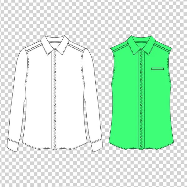 Eenvoudige vectorillustratie. Het aantal mannen en vrouwen kleding. Witte kleren aan de voorkant en achterkant uitzicht. — Stockvector