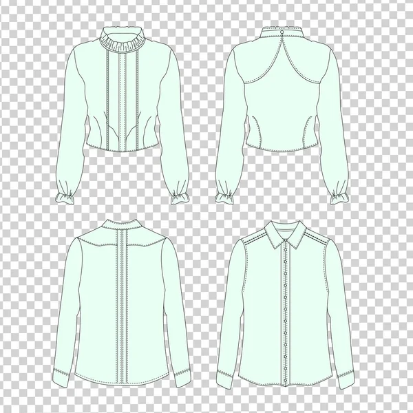 Простая векторная иллюстрация. Набор мужской и женской одежды. Белая одежда с видом спереди и сзади . — стоковый вектор