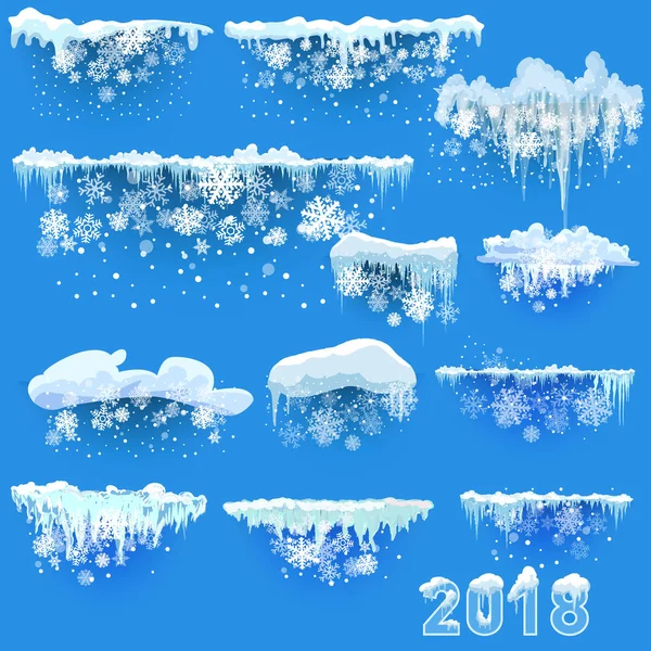 Saydam arka plan üzerinde izole kar buz sarkıtları kümesi.