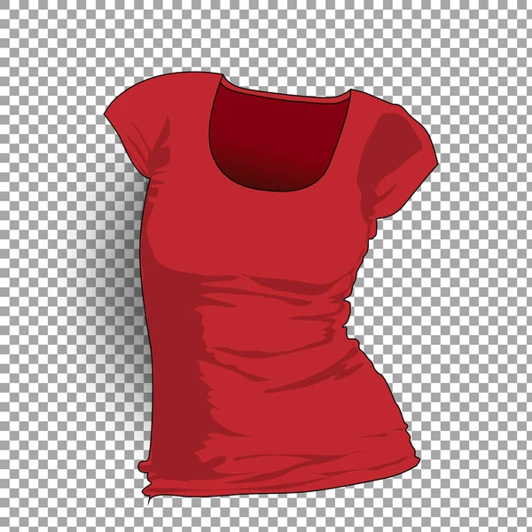 Женский шаблон футболки с коротким рукавом. Векторный реалистичный макет . — стоковый вектор
