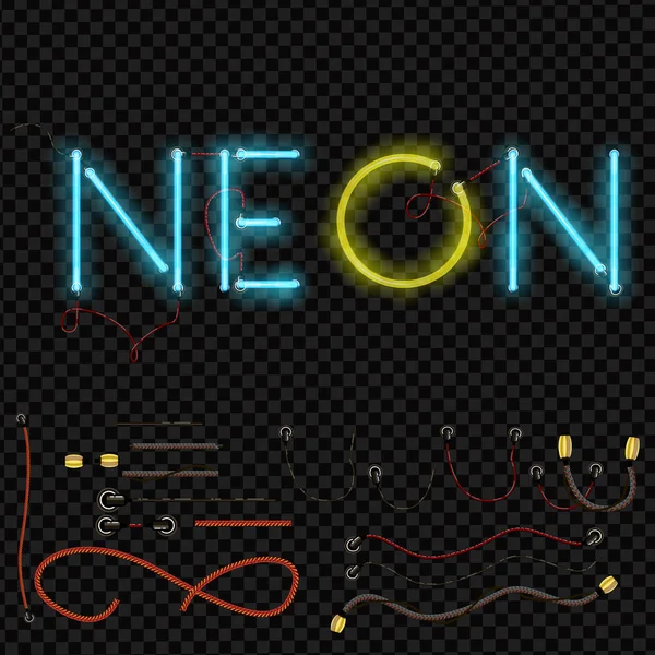 Alphabet néon réaliste. Fonte lumineuse. Format vectoriel — Image vectorielle