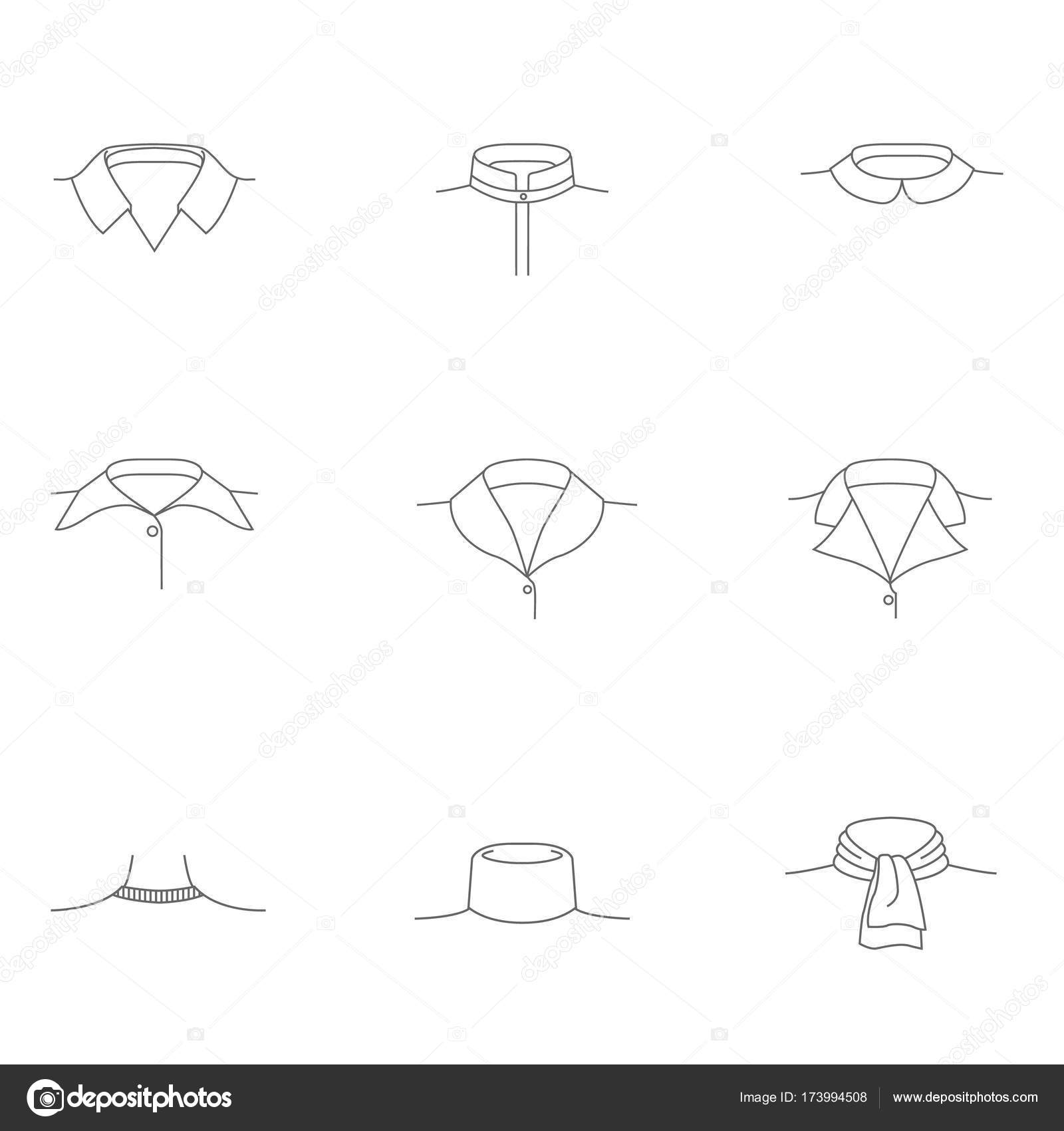 Fashion sketch of shirt collars.types of women's collars.collar for ...