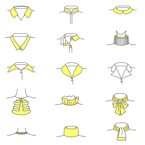 Bosquejo de moda de los collars.types camisa de los collars.neck de las mujeres para la camisa. collares para blusas de mujer . — Vector de stock