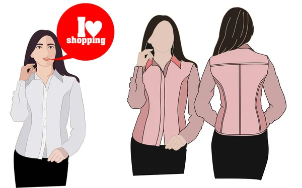 Mujer le gusta Venta, Compras — Vector de stock