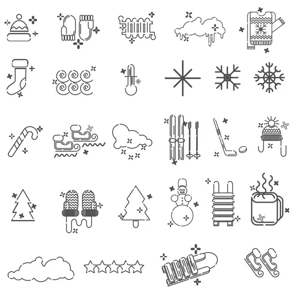 Invierno mínimo conjunto de iconos de línea delgada, elementos de diseño de ilustración vectorial — Vector de stock