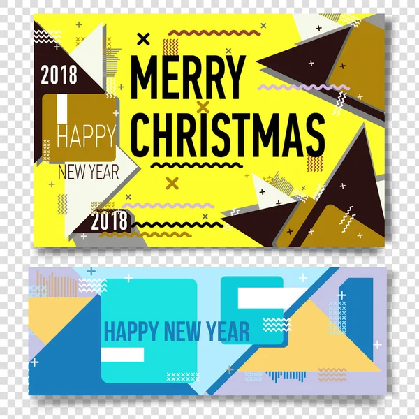 Frohe Weihnachten Neujahr Design, auffällige Banner-Vorlage. helle bunte Vektor-Illustrationen für Grußkarte, — Stockvektor