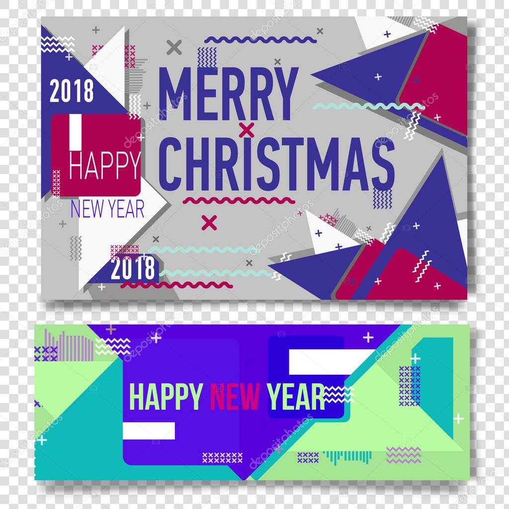 Merry christmas New Year design, eye catching banner template. Bright colorful vector illustrations for greeting card,