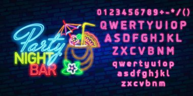 Bira neon tabela, parlak tabela, afiş ışık. Bira logo, amblem