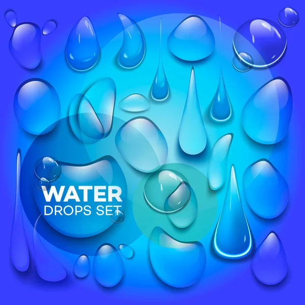 Gotas de lluvia de agua o ducha de vapor aislada sobre fondo transparente. Gotitas puras realistas condensadas . — Vector de stock