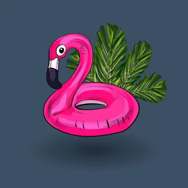 Flamingo uppblåsbara pool float. Vektorillustration. — Stock vektor