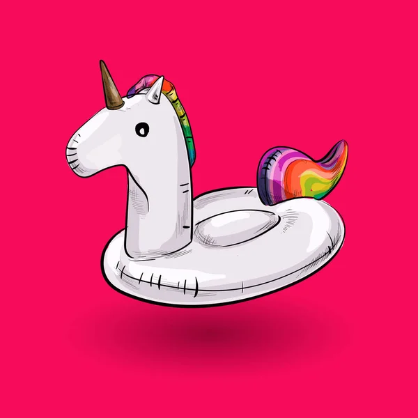 Flotteur de piscine gonflable licorne. Illustration vectorielle . — Image vectorielle