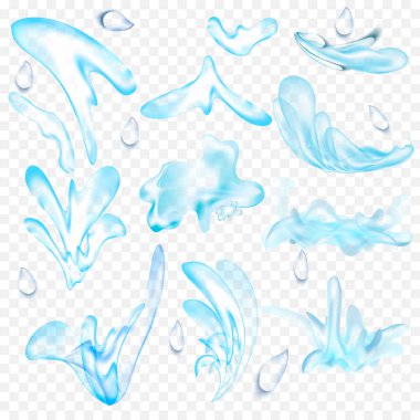 Akan su sıçrama bırak dalga Whirlpool girdap Retro Vintage karikatür simge Set izole tasarımı vektör çizim