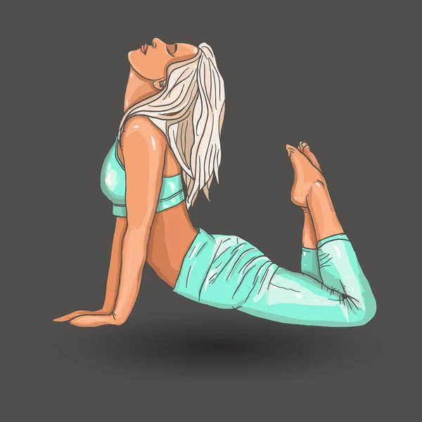 Дівчина в позі йоги. Жіноча йога. Векторна ілюстрація красивої мультиплікаційної жінки в різних позах йоги . — стоковий вектор