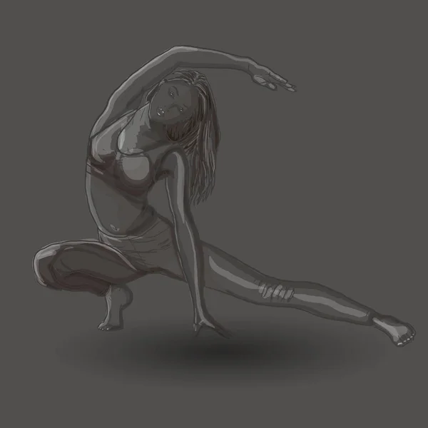 Meisje in yoga positie. Vrouwelijke yoga. Vectorillustratie van prachtige cartoon vrouw in verschillende houdingen van yoga. — Stockvector
