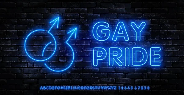 Meleg Pride neon logó. Lgbt neon jelek vektor tervezési sablon. könnyű banner design elem színes modern design trend, éjszakai világos reklám, fényes jel. Vektorillusztráció — Stock Vector