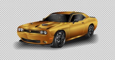 Scottsdale, Az - 5 Eylül 2015: Gri 2015 Dodge Challenger Srt vektör çizimi şeffaf arkaplan, gerçekçi gölgeli özel araba yarışları