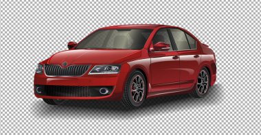 Tartu - 26 Eylül - 26 Eylül - Tartu Motoshow 'da Skoda Octavia Rs vektörü, şeffaf arka plan vektör çizimi, gerçekçi gölgeli özel araba yarışı