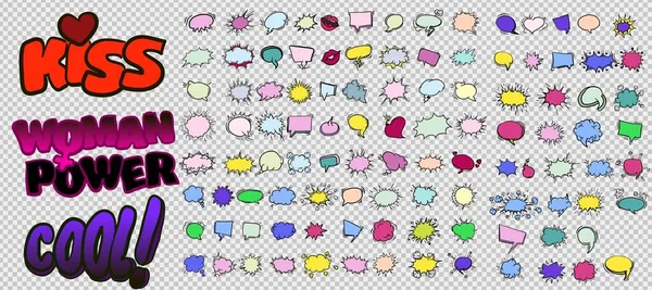Коллекция Мыльных Пузырей Речи Стиле Комикса Смешная Иллюстрация Векторов Дизайна — стоковый вектор