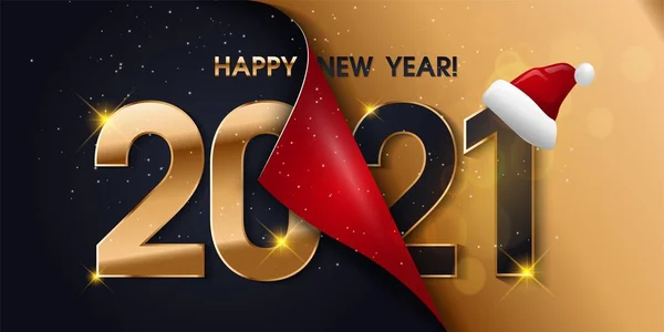 2021 Happy New Year Black Promotion Poster Banner Met Open — Stockvector