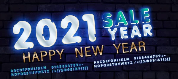 2021 Šťastný nový rok. Stříbrný design kovových čísel datum 2021 blahopřání. Šťastný Nový rok Banner s čísly 2021 na jasném pozadí. Vektorová ilustrace — Stockový vektor